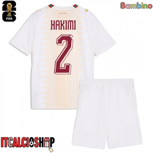 Marocco Achraf Hakimi #2 Seconda Maglia Bambino Mondiali 2026 Manica Corta (+ Pantaloni corti)
